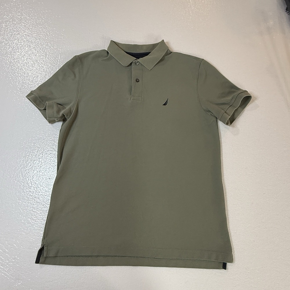 Nautica Performance Deck Shirt Size L Adult Green Classic Fit Short Sleeve Golf - Picture 2 of 9